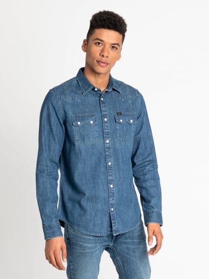 Męska Koszula Jeansowa Lee Rider Shirt Dipped Blue L851Plla-Xl Tall LEE