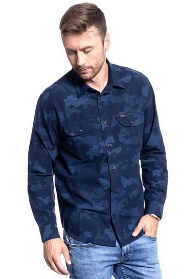 Męska Koszula Lee Worker Shirt Relaxed Fit Washed Blue  L68Hdslr-M LEE