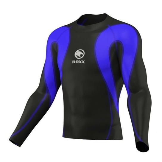 Męska koszulka do biegania ROXX Men Compression Shirt | CZARNO NIEBIESKA XL ROXX