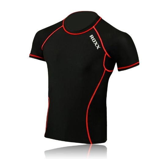 Męska koszulka do biegania ROXX Men Half Sleeve Compression Shirt  | CZARNO- XL ROXX