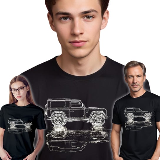 Męska koszulka LAND ROVER DEFENDER czarny T-SHIRT z nadrukiem BAWEŁNA S UNIQ66