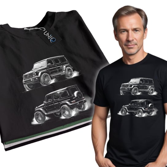 Męska koszulka MERCEDES G-CLASS czarny T-SHIRT dla FANA MOTORYZACJI 3XL UNIQ66