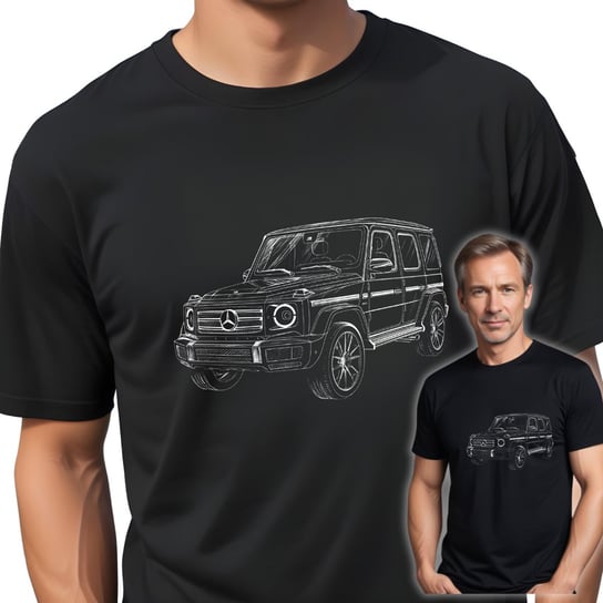 Męska koszulka MERCEDES G-CLASS czarny T-SHIRT z nadrukiem BAWEŁNA S UNIQ66