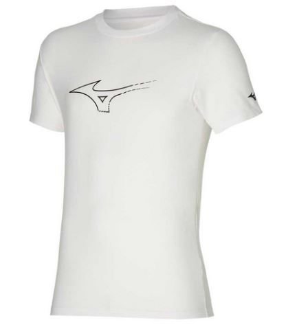 Męska koszulka z krótkim rękawkiem do biegania  Mizuno Athletic RB Tee | White - Rozmiar L Mizuno