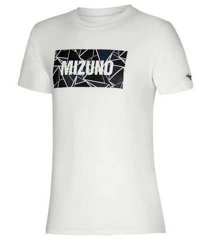 Męska koszulka z krótkim rękawkiem do biegania  Mizuno Athletic Tee | White - Rozmiar L Mizuno