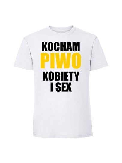 Męska koszulka  z nadrukiem - KOCHAM PIWO KOBIETY biały S TAGFORCE