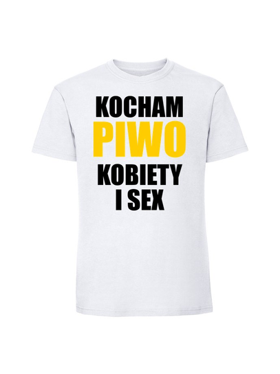 Męska koszulka  z nadrukiem - KOCHAM PIWO KOBIETY biały XL TAGFORCE