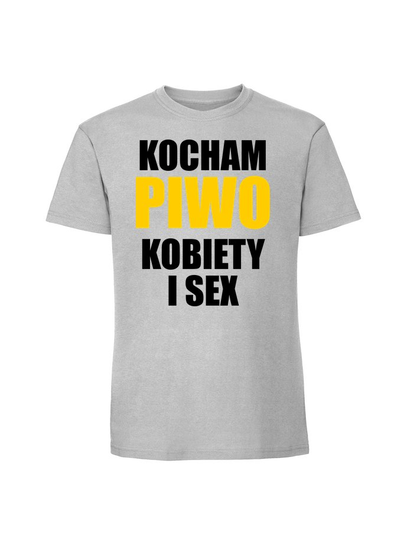 Męska koszulka  z nadrukiem - KOCHAM PIWO KOBIETY Pastelowy szary L TAGFORCE