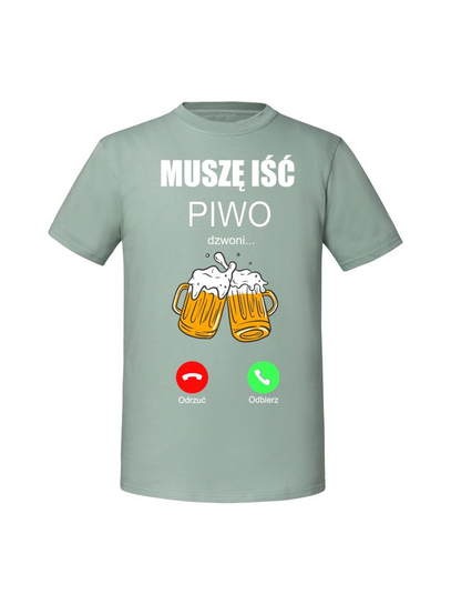 Męska koszulka  z nadrukiem - Piwo dzwoni muszę iść v1 Miętowy XL TAGFORCE
