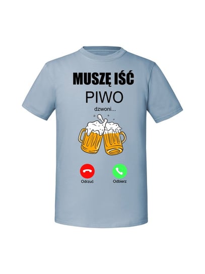 Męska koszulka  z nadrukiem - Piwo dzwoni muszę iść v2 Mineralny Błękit 3XL TAGFORCE