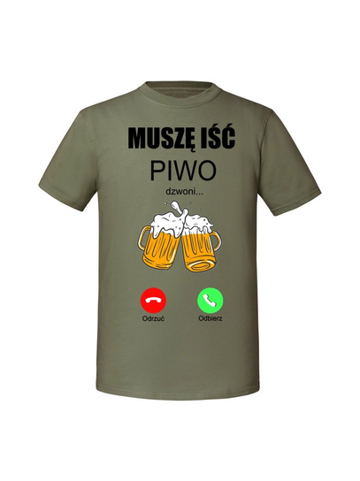 Męska koszulka z nadrukiem - Piwo dzwoni muszę iść v2 Olive M TAGFORCE