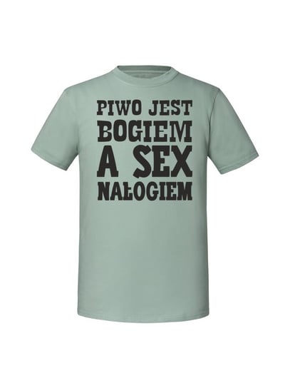 Męska koszulka  z nadrukiem - Piwo jest bogiem a sex nałogiem Miętowy S TAGFORCE