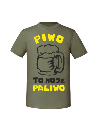 Męska koszulka  z nadrukiem - Piwo to moje paliwo Olive XL TAGFORCE