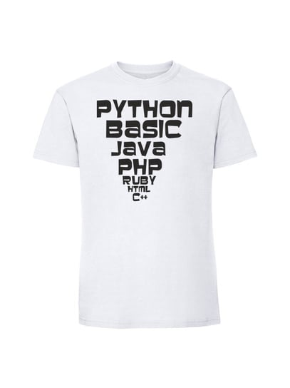 Męska koszulka  z nadrukiem - python basic java biały L TAGFORCE