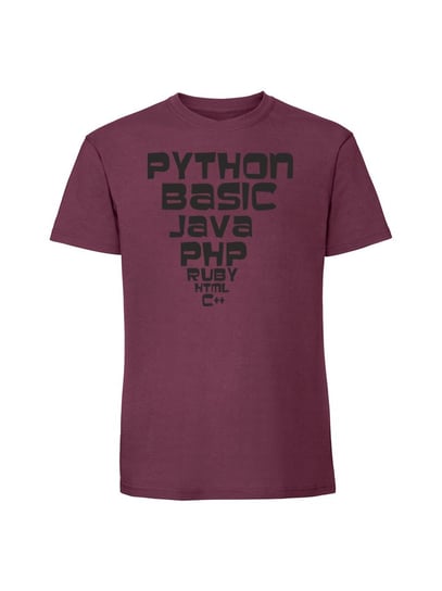 Męska koszulka  z nadrukiem - python basic java Burgundowy M TAGFORCE