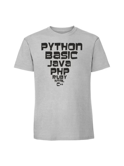 Męska koszulka  z nadrukiem - python basic java Pastelowy szary XXL TAGFORCE