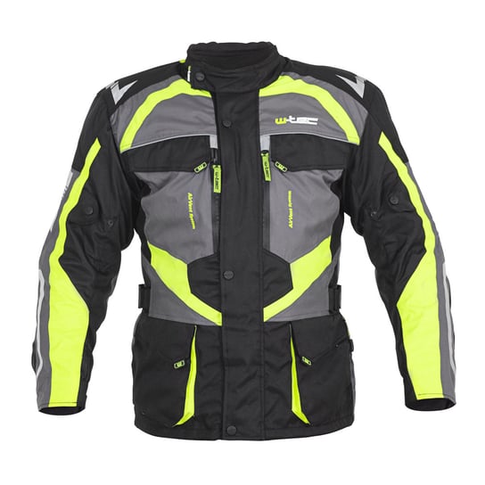 Męska kurtka motocyklowa W-TEC Burdys Evo, Czarno-szaro-zielony, 5XL W-TEC