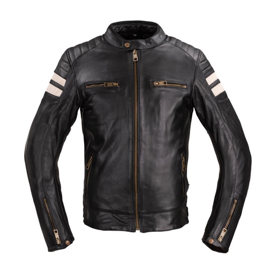 Męska skórzana kurtka motocyklowa W-TEC Stripe, czarny w beżowe paski, 5XL W-TEC