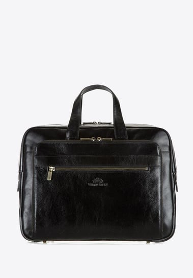 Męska torba na laptopa 15,6" skórzana vintage z licznymi kieszeniami czarna WITTCHEN