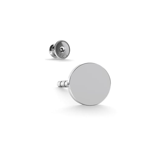 Męski lub damski srebrny kolczyk okrągła blaszka 4mm, srebro 925 : Srebro - kolor pokrycia - Pokrycie platyną GIORRE