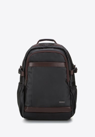 Męski plecak na laptopa 15,6’’ z lamówką z ekoskóry czarno-brązowy WITTCHEN