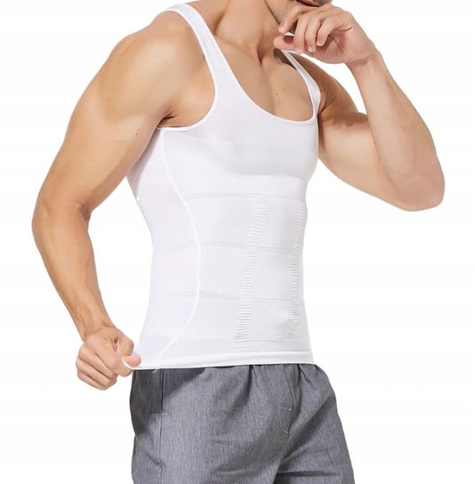 Męski podkoszulek biały XL - modelujący i wyszczuplający - wzmacniający mięśnie kręgosłupa Hedo