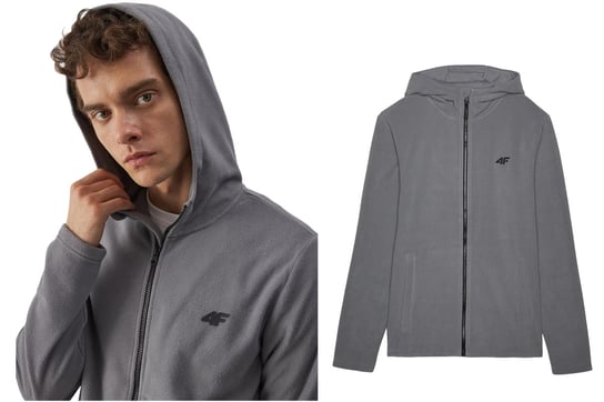 MĘSKI POLAR Z KAPTUREM 4F FLEM290 szary 25S XL 4F