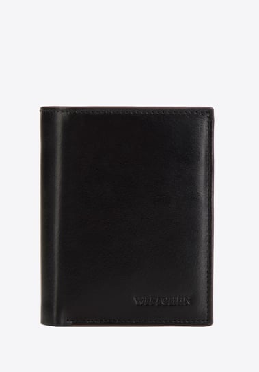 Męski portfel skórzany z brązową lamówką średni pionowy WITTCHEN