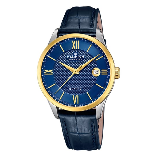 Męski skórzany zegarek Candino niebieski Klasyczny zegarek Candino UC4708/B Candino