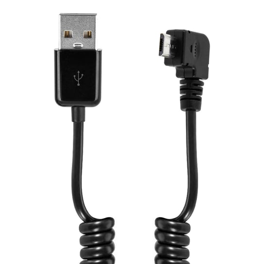 Męski spiralny kabel USB 2.0 o długości 3 metrów do kątowego Micro-USB Avizar