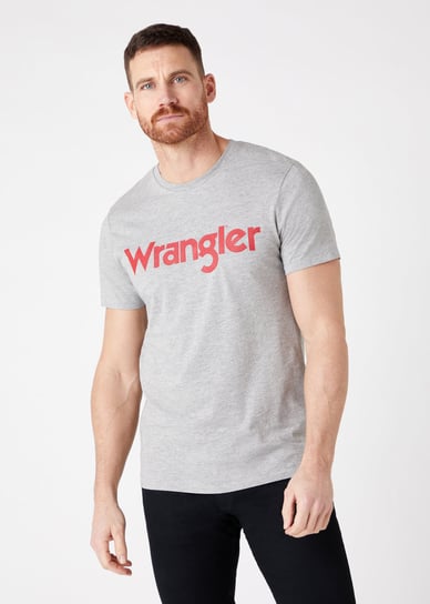 Męski T-Shirt Wrangler Ss Logo Tee Mid Grey W7M0D3Xtt-M Inna marka