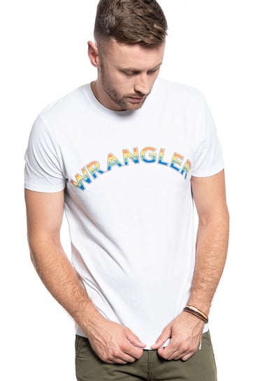 Męski T-Shirt Wrangler Ss Rainbow Tee White W7F2D3989-L Inna marka