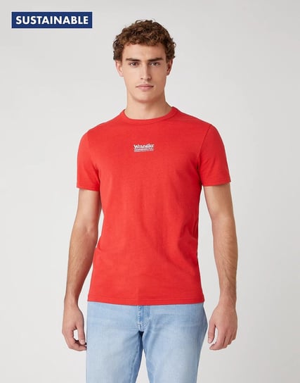 Męski T-Shirt Wrangler Ss Seas Logo Tee Rococco Red W7Akgfxa4-S Inna marka