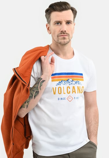 MĘSKI T-SHIRT Z NADRUKIEM BIAŁY VOLCANO T-ADVE S VOLCANO