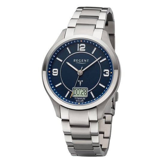 Męski zegarek analogowo-cyfrowy Regent na metalowej bransolecie w kolorze srebrnym URBA714 Regent
