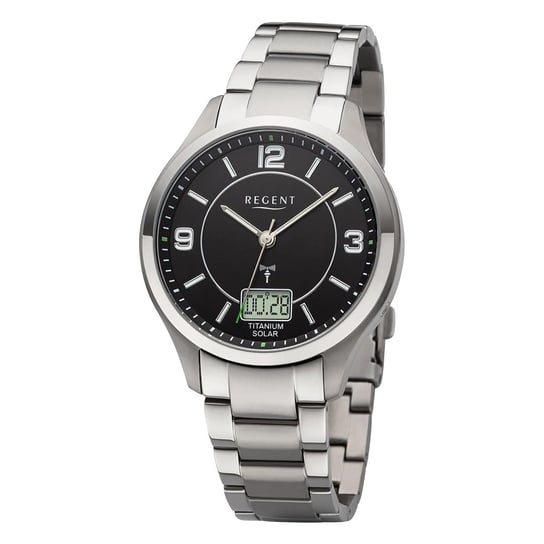 Męski zegarek analogowo-cyfrowy Regent na metalowej bransolecie w kolorze srebrnym URBA715 Regent