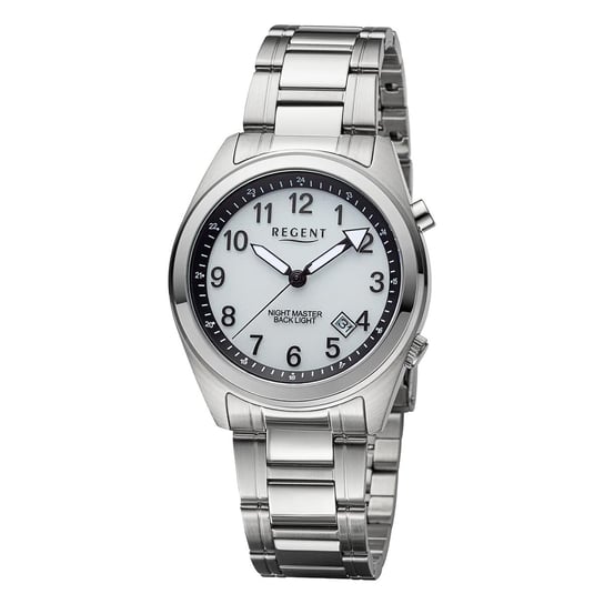 Męski zegarek analogowy Regent na metalowej bransolecie w kolorze srebrnym URBA774 Regent