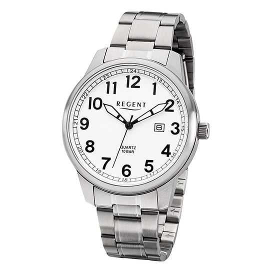 Męski zegarek analogowy Regent na metalowej bransolecie w kolorze srebrnym URF1275 Regent