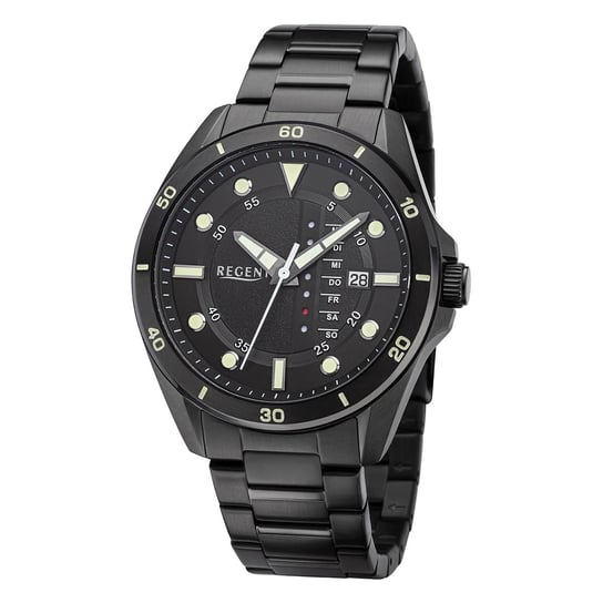 Męski zegarek analogowy Regent z metalową bransoletą w kolorze czarnym URBA634 Regent