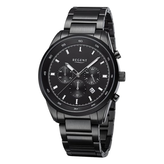 Męski zegarek analogowy Regent z metalową bransoletą w kolorze czarnym URBA757 Regent