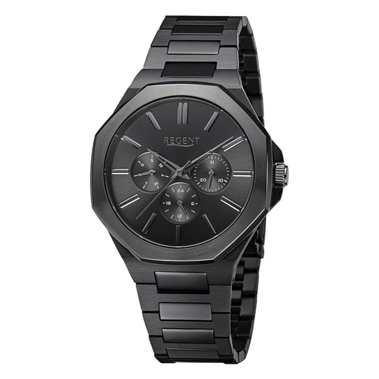 Męski zegarek analogowy Regent z metalową bransoletą w kolorze czarnym URBA771 Regent