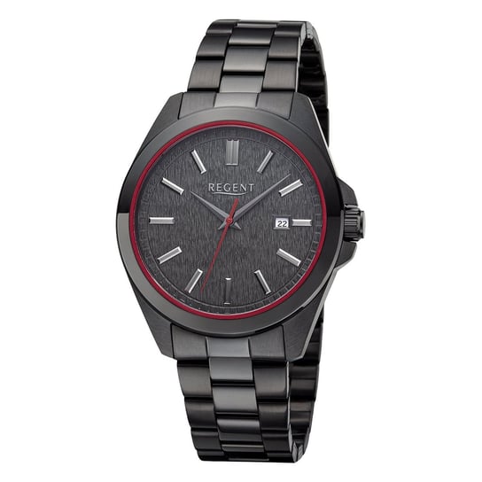 Męski zegarek analogowy Regent z metalową bransoletą w kolorze czarnym URBA815 Regent