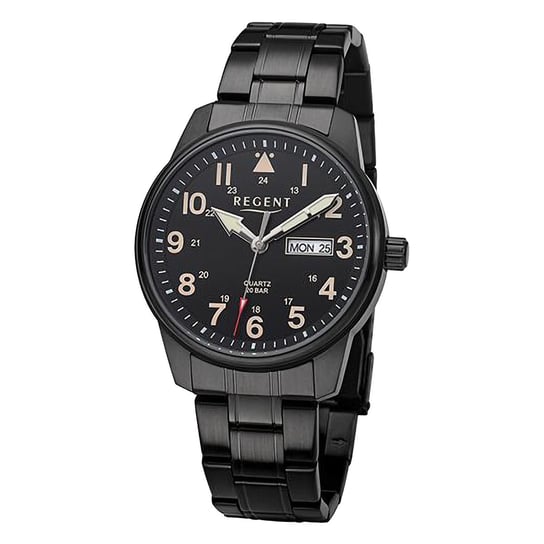 Męski zegarek analogowy Regent z metalową bransoletą w kolorze czarnym URF1278 Regent