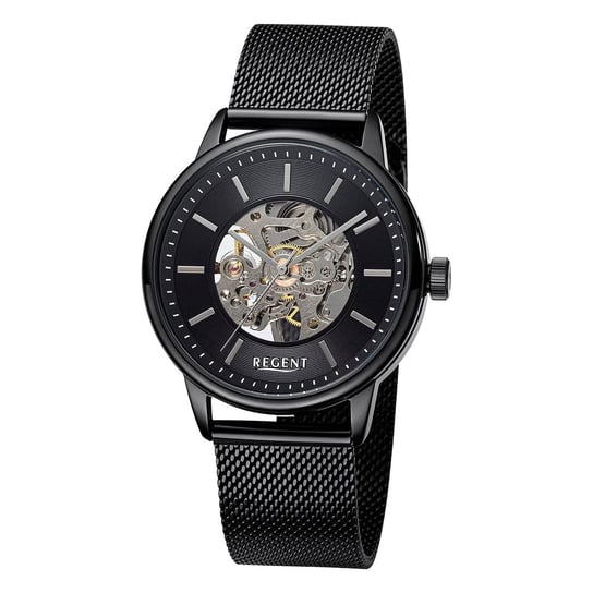 Męski zegarek analogowy Regent z metalową bransoletą w kolorze czarnym URF1397 Regent