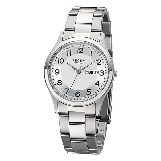 Męski zegarek analogowy Regent z metalową bransoletą w kolorze srebrnym URF1276 Regent