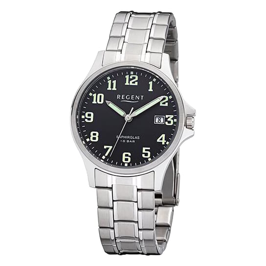 Męski zegarek analogowy Regent z metalową bransoletą w kolorze srebrnym URF1282 Regent