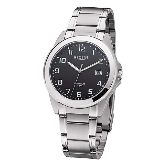 Męski zegarek analogowy Regent z metalową bransoletą w kolorze srebrnym URF1283 Regent