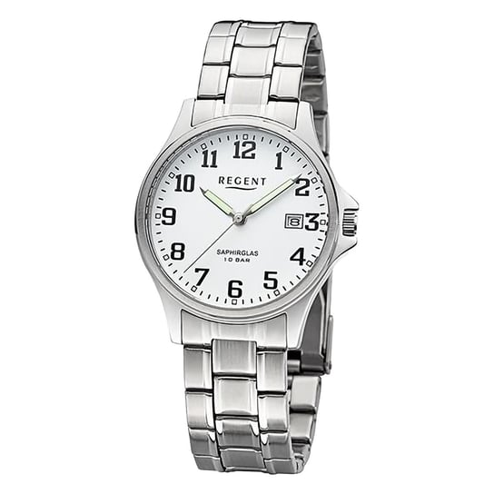 Męski zegarek analogowy Regent z metalową bransoletą w kolorze srebrnym URF1434 Regent