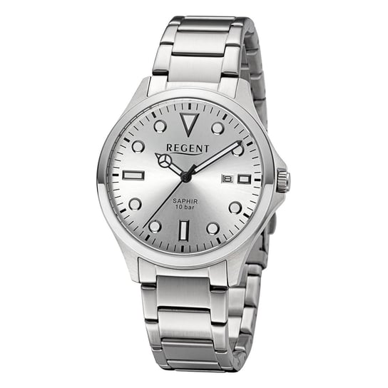 Męski zegarek analogowy Regent z metalową bransoletą w kolorze srebrnym URF1452 Regent