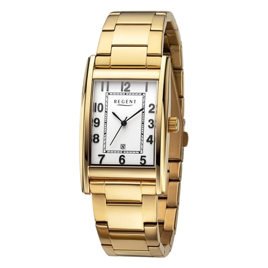 Męski zegarek analogowy Regent z metalową bransoletą w kolorze złotym URF1524 Regent